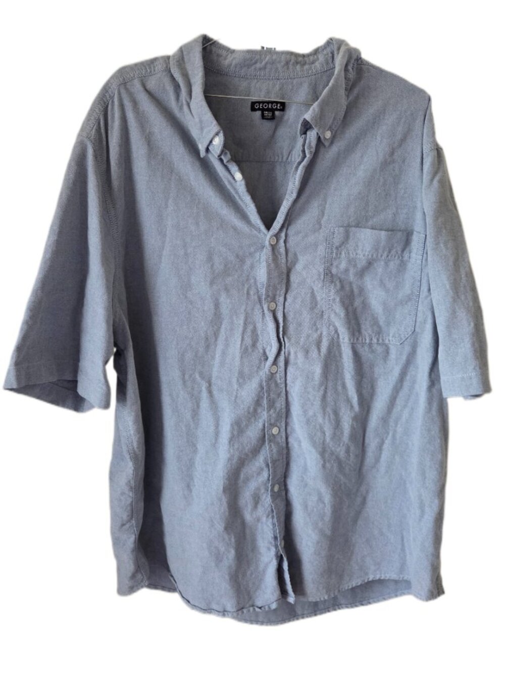 George Men's Short Sleeve Button Down Light Blue Shirt With Pocket